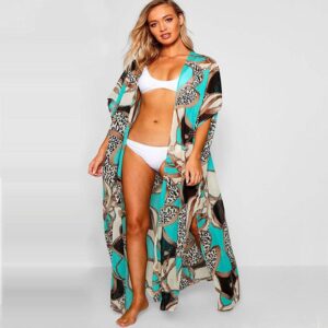 Gilet Kimono Fleuri Femme