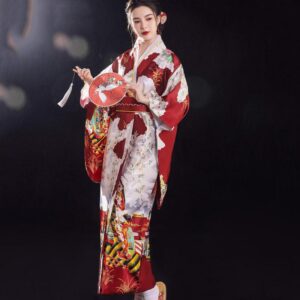 Kimono Japonais Rouge Femme