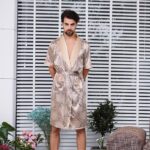 Kimono Nuit Satin Beige Homme