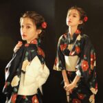 kimono traditionnel japonais fleurs