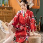 Peignoir Kimono Long en Rouge