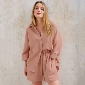 Pyjama Court Femme en Coton