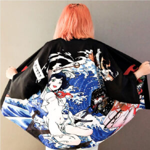 Veste Kimono Femme Imprimé Mer Agitée