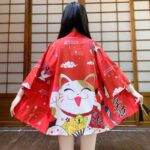 Veste Kimono Japonais Rouge