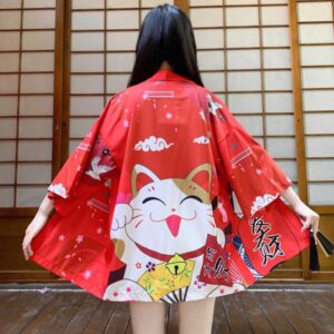 Veste Kimono Japonais Rouge